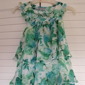 Green and white 4t summer dress